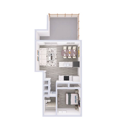 Floor plan for 1 bed, 1 bath, 615 sqft